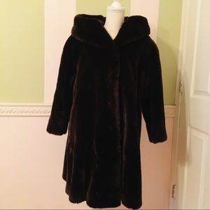 Brown tissavel faux fur coat